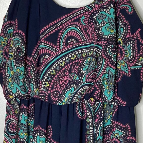 Blue Rain Maxi Dress M Made in USA Boho Paisley Spaghetti Strap Summer - Picture 4 of 12